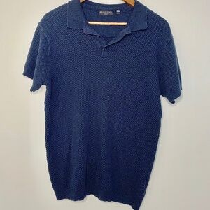 Brave soul textured knit polo - navy blue
